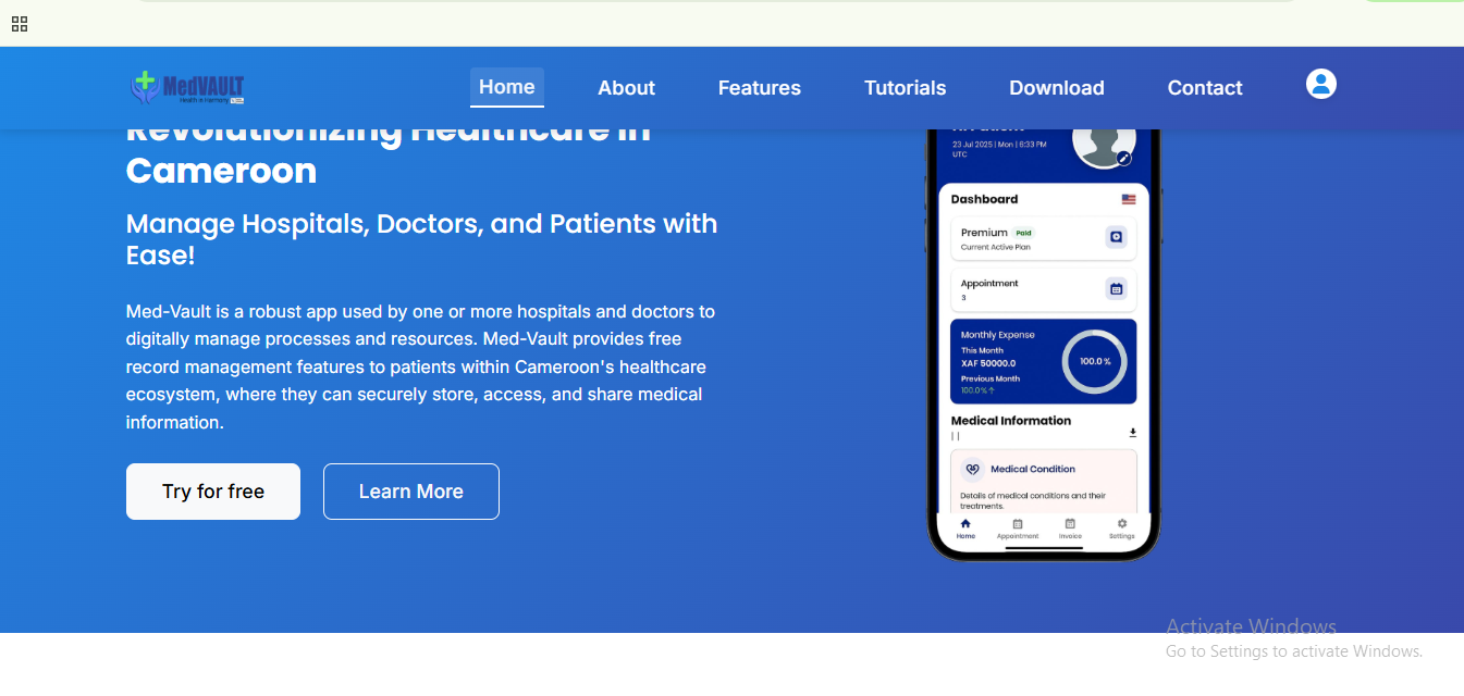 Medvault Live web visuals